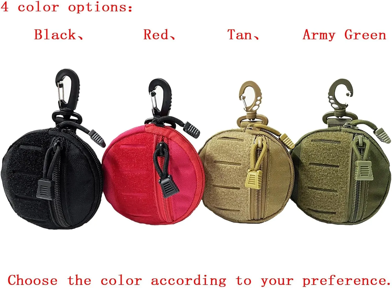1000D Laser Cut Molle Pouch EDC Pouch Tactical Round Zipper Bag Case Coin Pouches Coin Purse Keychain Little Change Wallet Wireless Headset Pack Gadget Bag