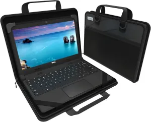 11-11.6 Inch Always-On Zip Lite Chromebook Case with Pouch and Shoulder Strap, Hard Protective Laptop Case for Students & Business