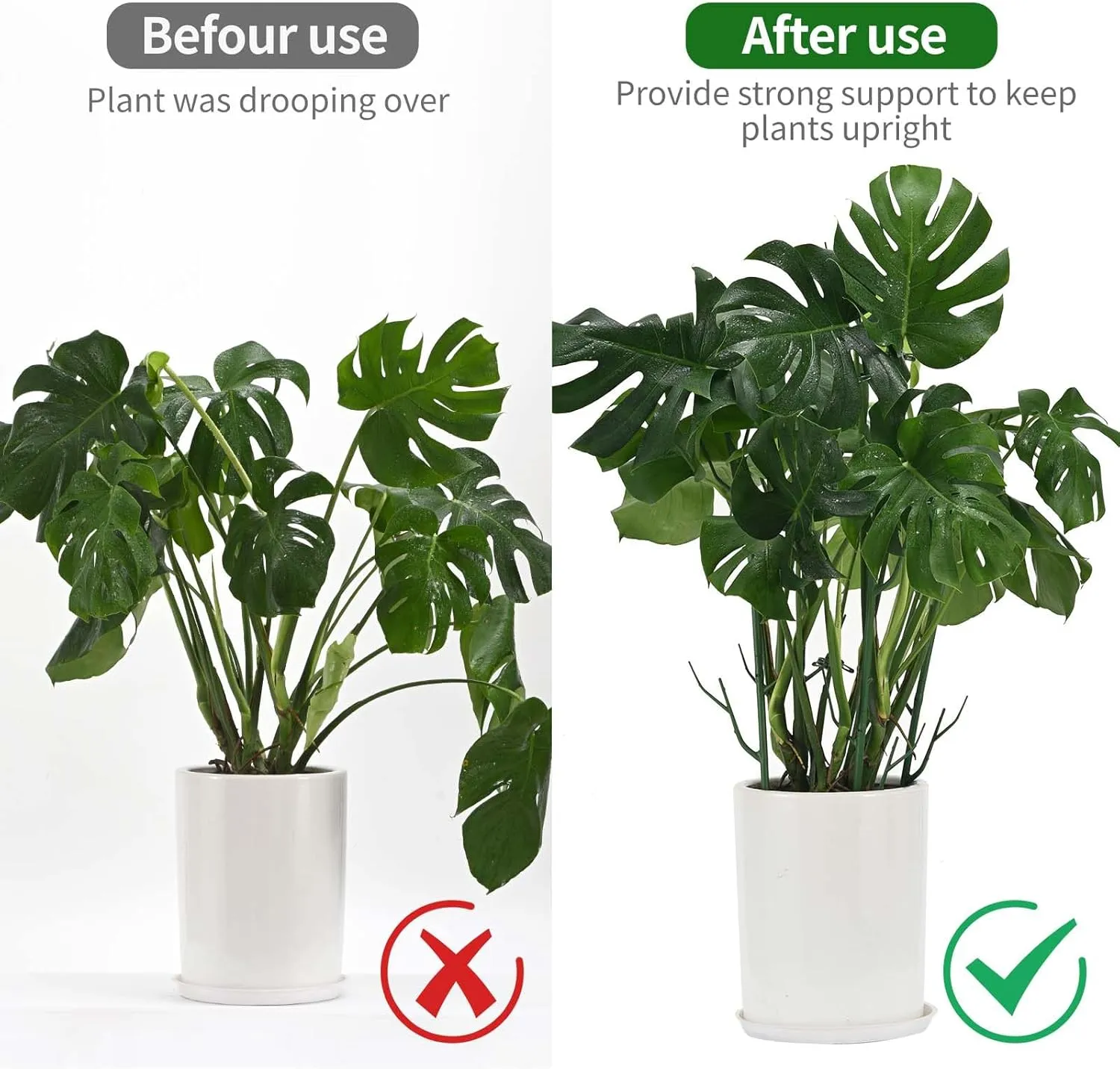 12 Pack Plant Support Stakes, Plant Stakes for Indoor and Outdoor Plants. 39.37inch Plant Sticks with Extension Poles, Plant Clips, Plant Ties for Potted Monstera Plants, Climbing Plants