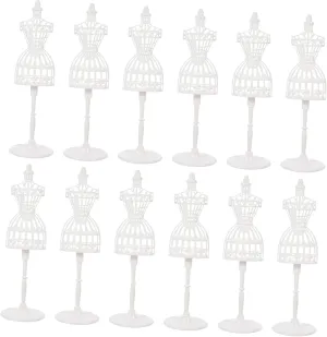 12pcs Mini Doll Dress Mannequin Support Holders Compact Doll Clothes Stands for Display for Dollhouse Decoration and