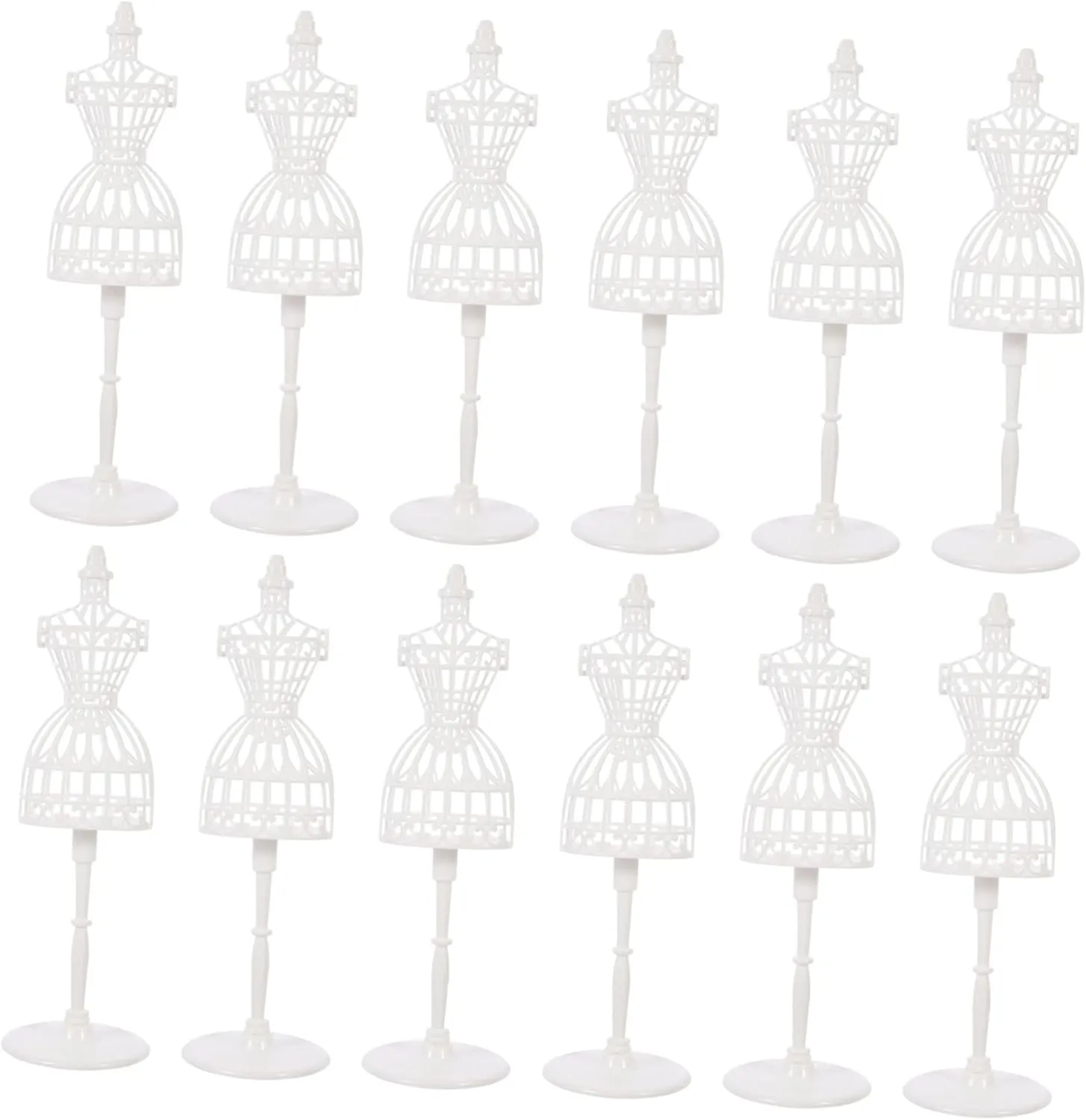 12pcs Mini Doll Dress Mannequin Support Holders Compact Doll Clothes Stands for Display for Dollhouse Decoration and