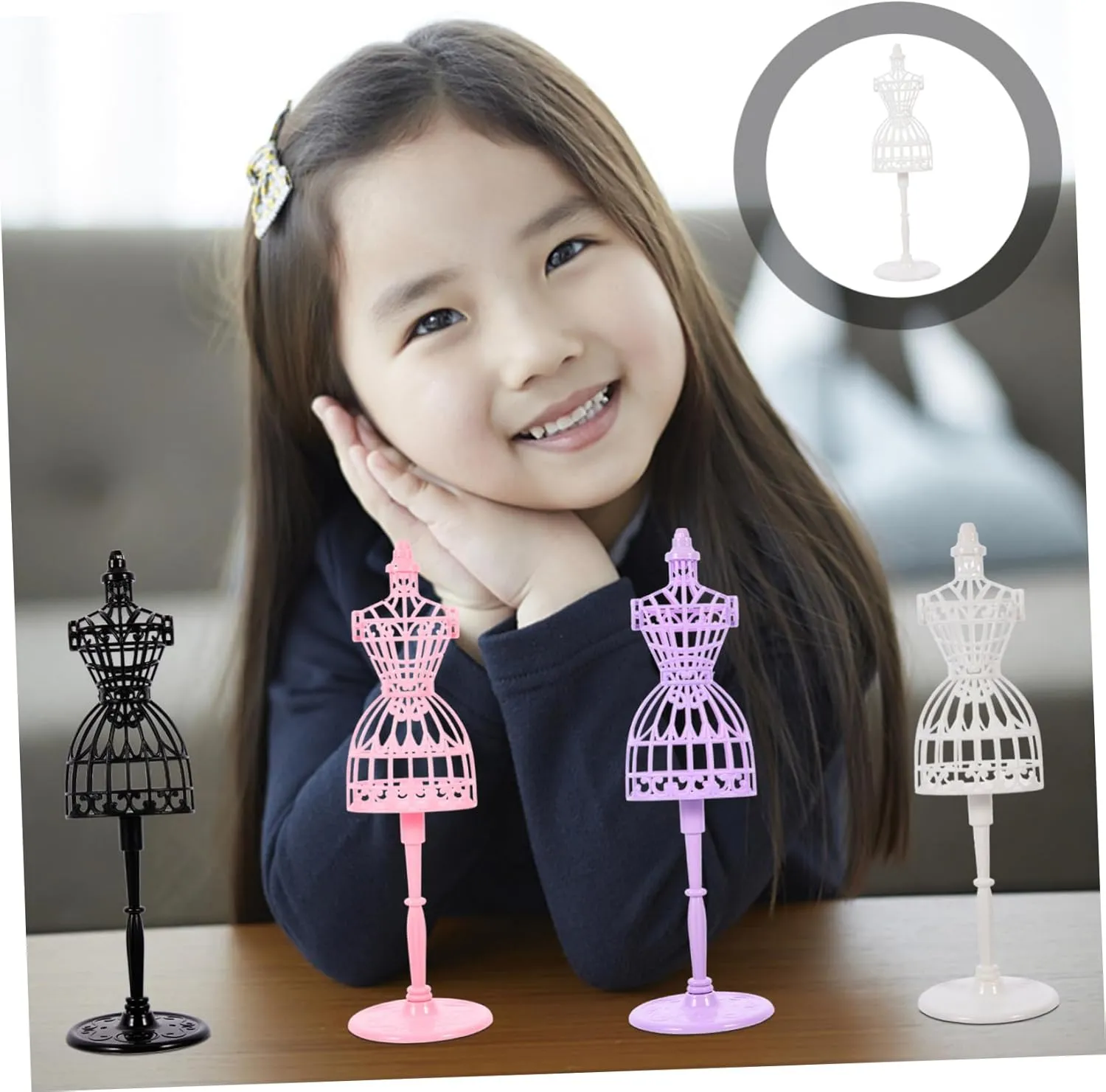 12pcs Mini Doll Dress Mannequin Support Holders Compact Doll Clothes Stands for Display for Dollhouse Decoration and