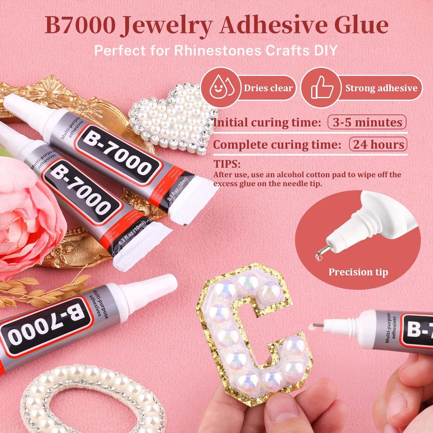 13000Pcs Flatback Pearls for Crafting (White AB), Assorted Size 2/3/4/5/6/8/10mm Half Pearl with 3Pcs 10ml B7000 Jewelry Glue, Bedazzling Bead for DIY Crafts Clothing Tumblers Shoes Nail Art