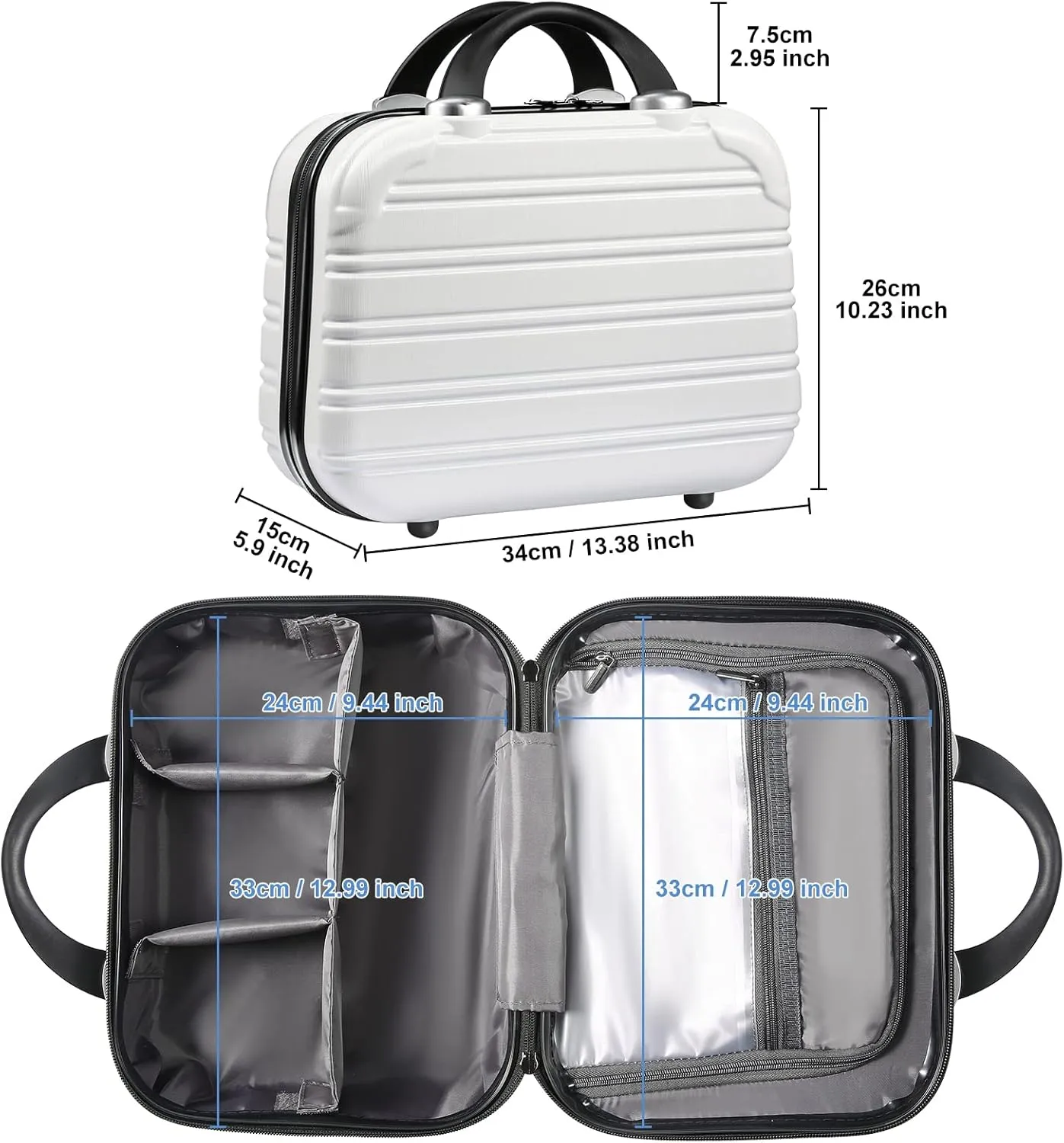 14-Inch Makeup Train Case Hardshell PC ABS Travel Cosmetic Organizer, Makeup Storage Box for Toiletry Durable Portable Gifts for Women.