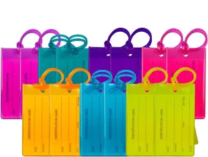 14 Pack TravelMore Luggage Tags for Suitcases, Flexible Silicone Travel ID Identifier Labels Set for Bags & Baggage - Multi Color Pack