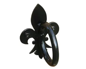2-Pack Decorative Rope Holder, Metal Fleur De Lis Rings for Rope Fencing, 2" Nautical Rope Support, Rope Fencing and Rope Railing Hardware, Madison Iron and Wood (Gloss Black)