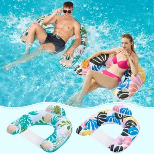 2 Pack Pool Floats Adult,OKSUWATER Pool Floaties for Adults with Two Cup Holders Inflatable Pool Floats Chairs, Lake Floats for Adults Toys Applies to Water Play Party