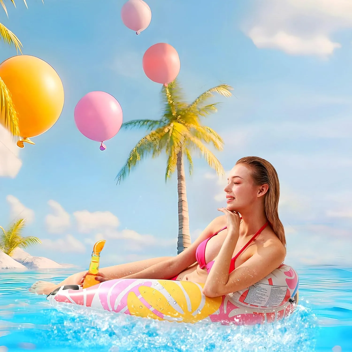 2 Pack Pool Floats Adult,OKSUWATER Pool Floaties for Adults with Two Cup Holders Inflatable Pool Floats Chairs, Lake Floats for Adults Toys Applies to Water Play Party