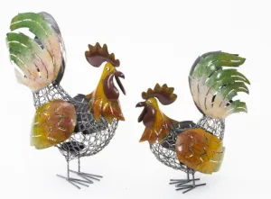 2 Piece Doodle Doo & Peck Metal Candle Holder V231-BW-451 SET 2