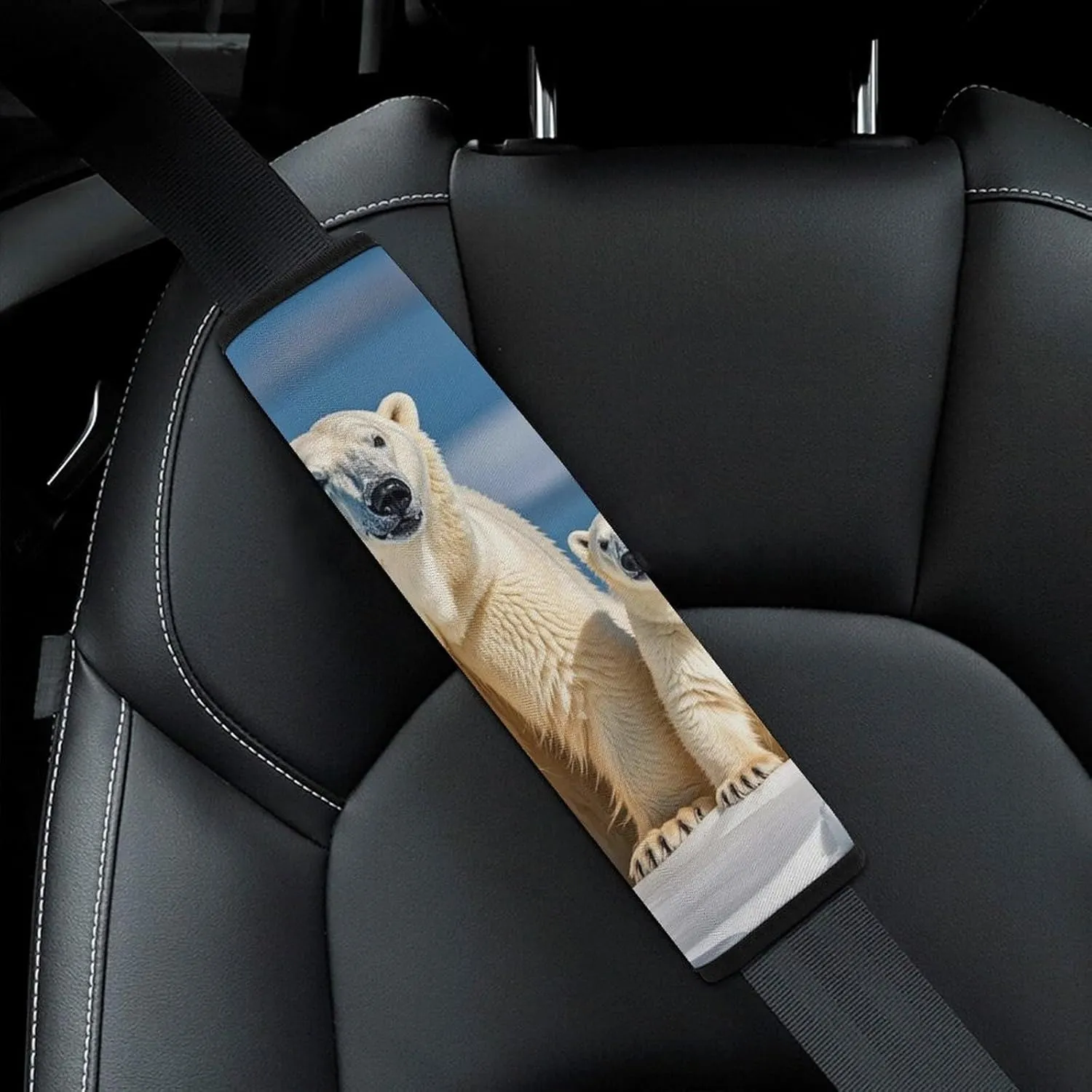 2 Polar Bears Auto Seat Belt Cover 2PCS Universal Car Seat Belt Shoulder Protector Pad, Protect Your Shoulders and Neck for Car Seat Belt, Shoulder Bag, Backpack