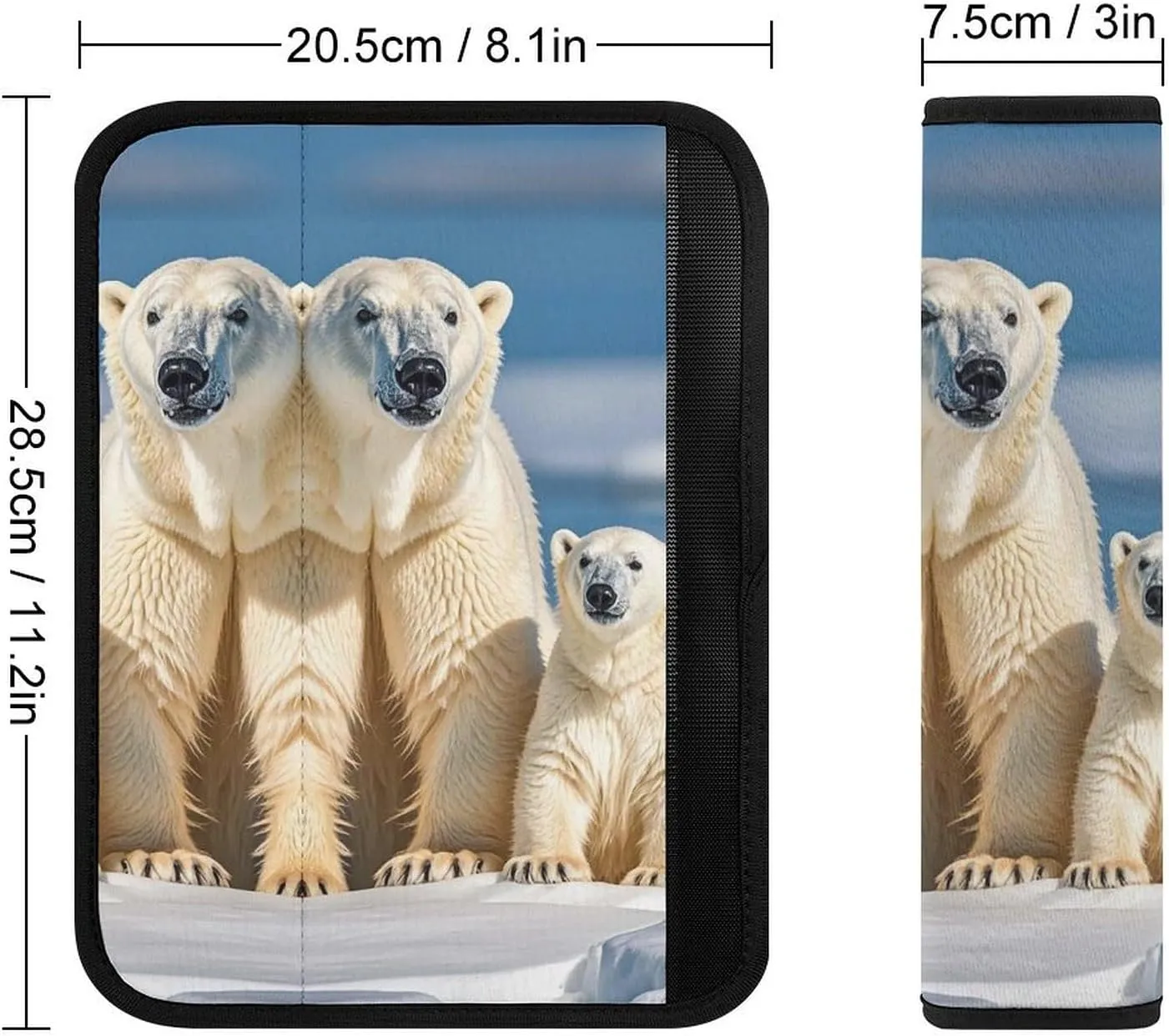2 Polar Bears Auto Seat Belt Cover 2PCS Universal Car Seat Belt Shoulder Protector Pad, Protect Your Shoulders and Neck for Car Seat Belt, Shoulder Bag, Backpack