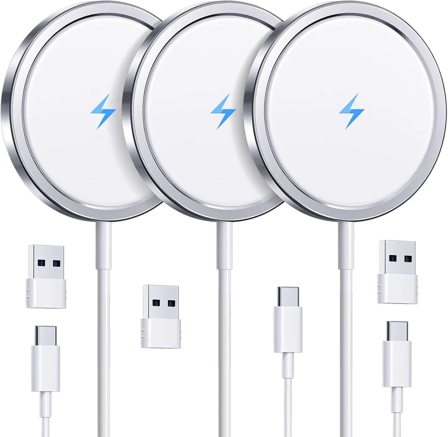 2025 Latest Magnetic Wireless Charger for iPhone: Mag Safe Charger Fast Charging Pad Compatible with iPhone 16 15 14 13 12 Pro Max Plus & Airpods 2 3 4Pro(3 Pack)