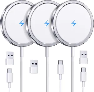 2025 Latest Magnetic Wireless Charger for iPhone: Mag Safe Charger Fast Charging Pad Compatible with iPhone 16 15 14 13 12 Pro Max Plus & Airpods 2 3 4Pro(3 Pack)