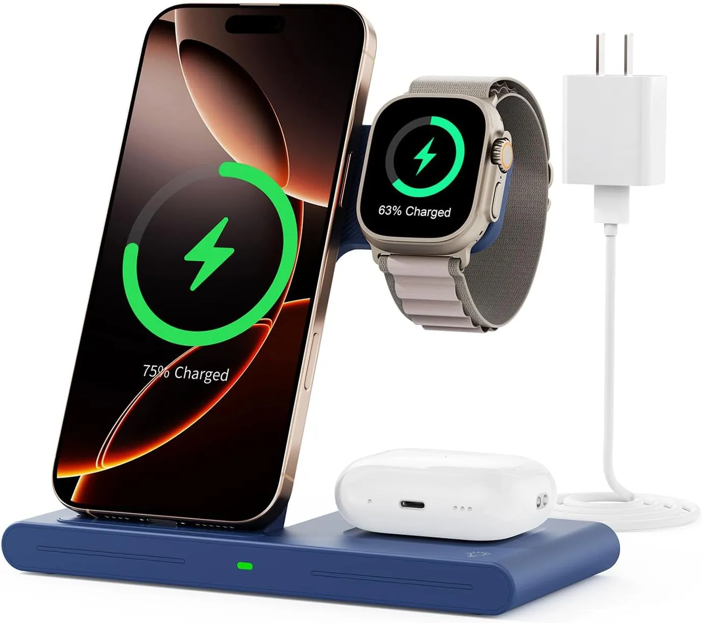 2025 Wireless Charger for Apple and Android Charging Station,3 in 1 Fast Max Charging for iPhone 16 15 14 13 12 Pro Max Plus, Apple Watch Series & Air pods 4 3 2 Pro, Android Samsung Galaxy Series