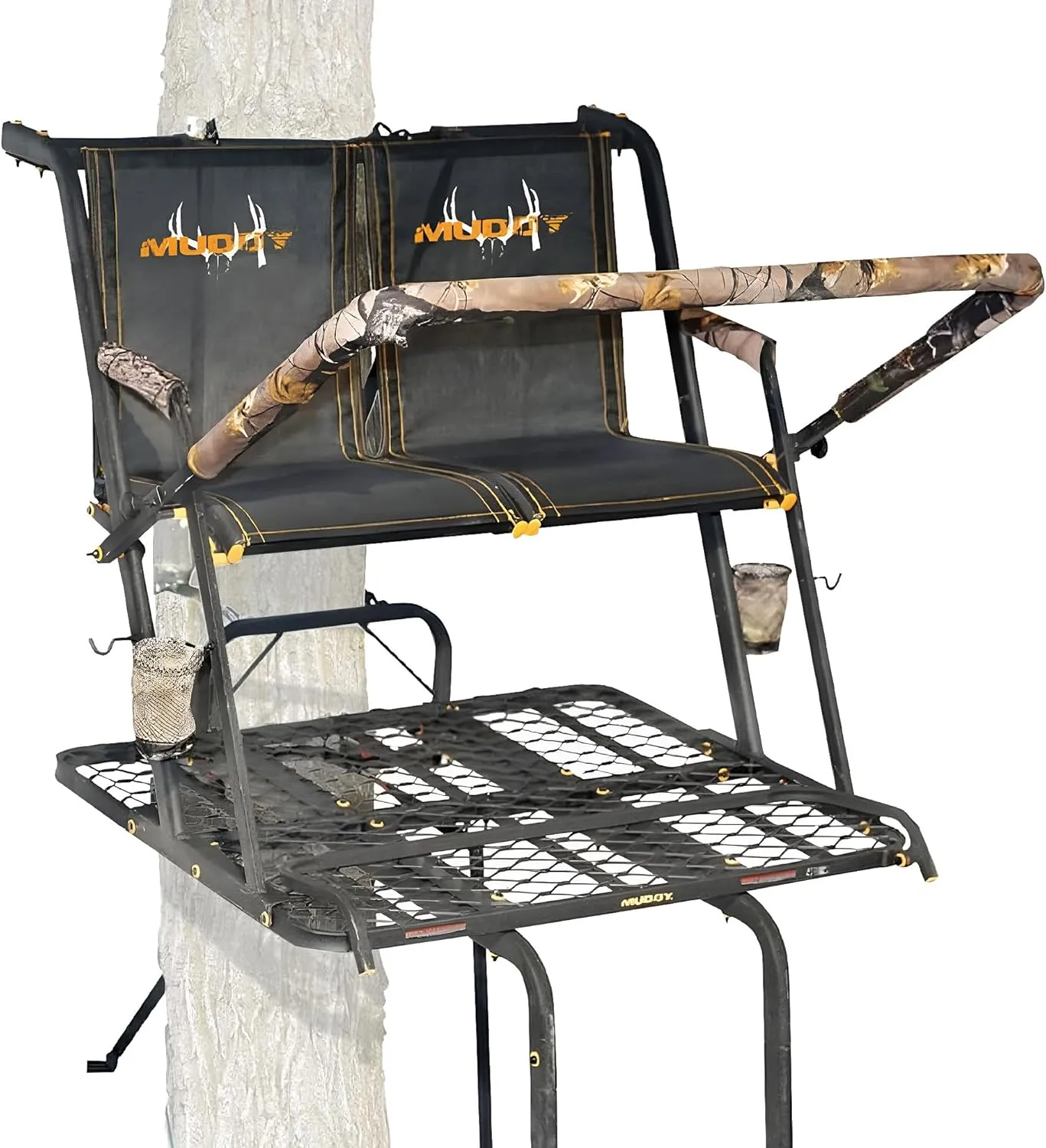 20" Tall 2-Person Treestand, Hunting Ladderstand with Flex-Tek Seats & Foot Platform