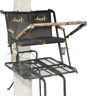 20" Tall 2-Person Treestand, Hunting Ladderstand with Flex-Tek Seats & Foot Platform