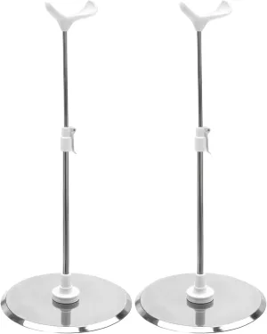 2Pcs Doll Base Stand Fit for BJD Dolls 1/3 1/4 Applicable 15.7" - 27.6" Tall, Adjustable Small Display Holder Base Stainless Steel Support Accessories for Ball Jointed Doll, for Action Figures Posing