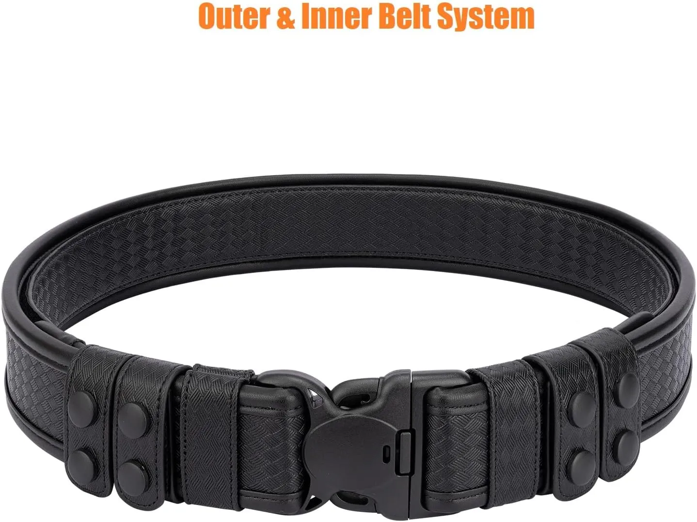 2" Basketweave Duty Belt w/Hook Lining 4 Keepers 1.5" Reversible Inner Belt for Police Law Enforcement Security