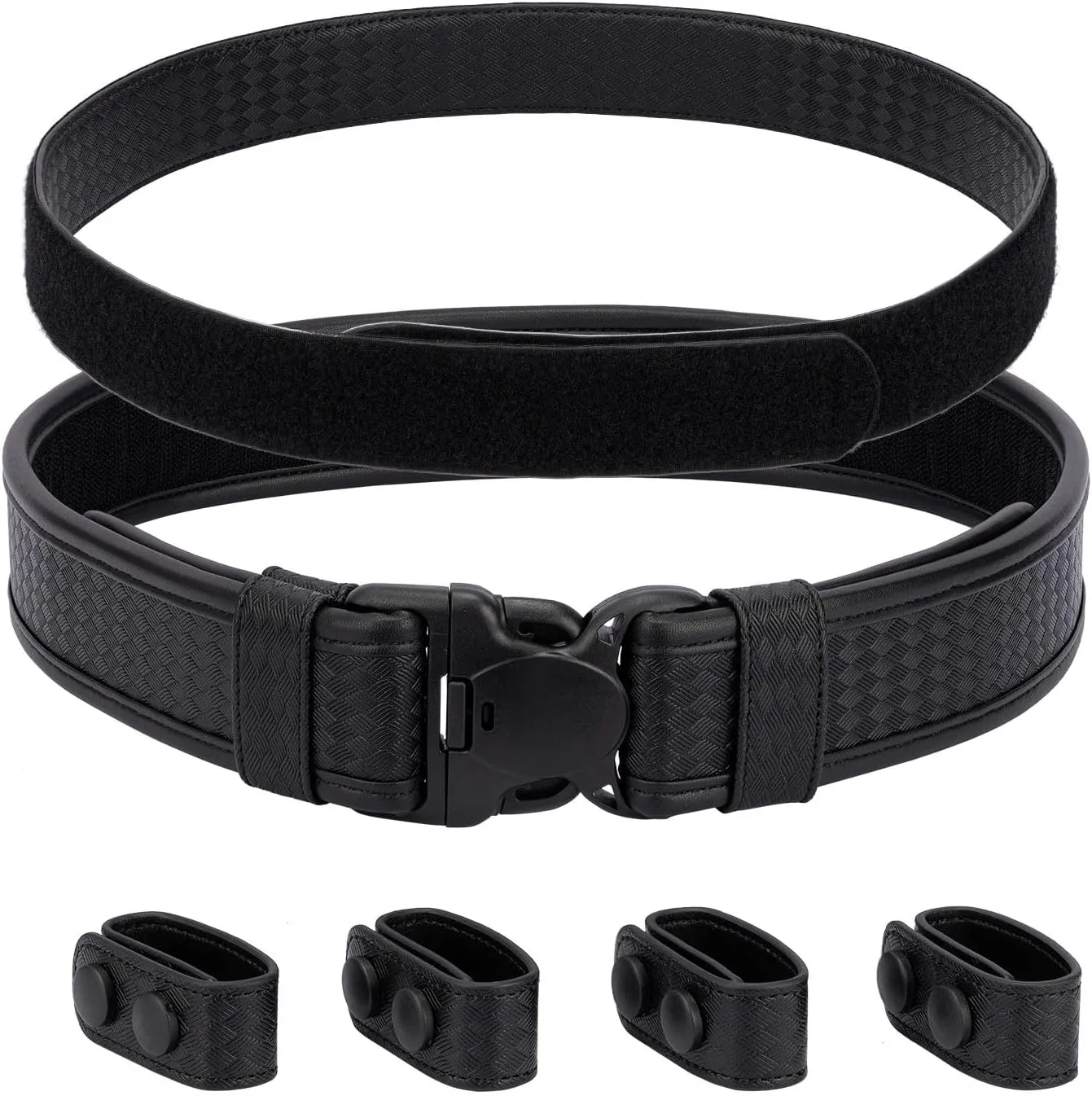 2" Basketweave Duty Belt w/Hook Lining 4 Keepers 1.5" Reversible Inner Belt for Police Law Enforcement Security