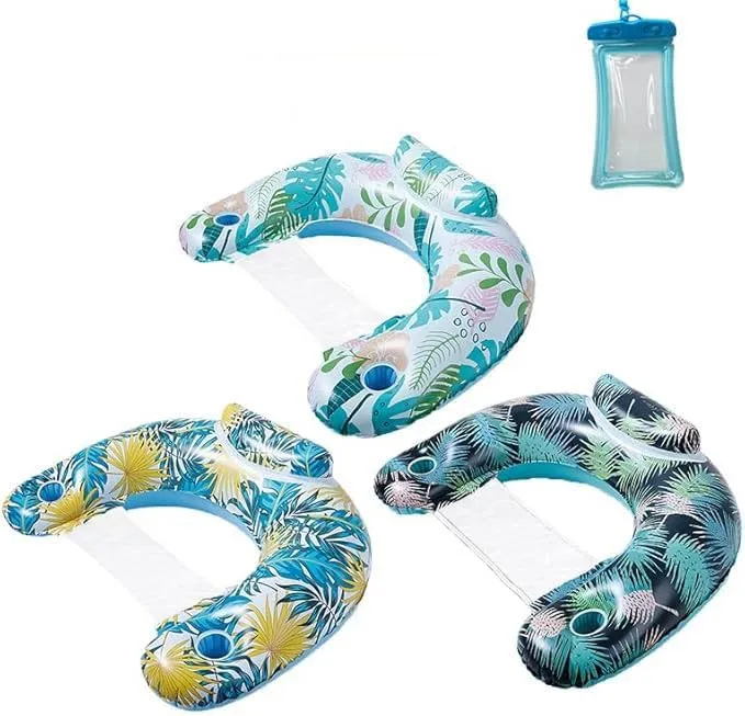 3 Pack Inflatable Pool Floats for Adults with Cup Holders & Headrest - Heavy Duty PVC Lounge Chairs, Summer Pool Party Floats 2025
