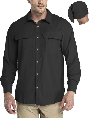 33,000ft Men's Long Sleeve Sun Protection Shirt UPF 50  UV Quick Dry Cooling Fishing Shirts for Travel Safari Camping Hiking