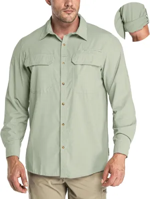 33,000ft Men's Long Sleeve Sun Protection Shirt UPF 50  UV Quick Dry Cooling Fishing Shirts for Travel Safari Camping Hiking