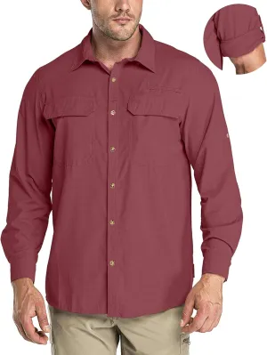 33,000ft Men's Long Sleeve Sun Protection Shirt UPF 50  UV Quick Dry Cooling Fishing Shirts for Travel Safari Camping Hiking