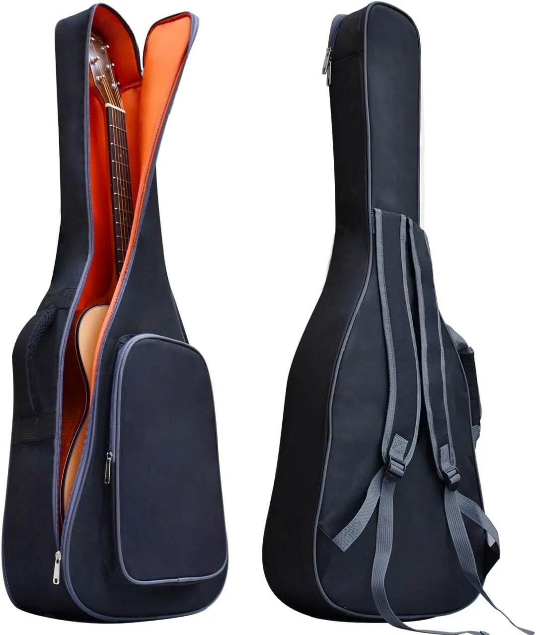36 38 Inch Acoustic Travel Guitar Case Soft Thick Padding Waterproof Guitar Cases Gig Bag Adjustable Shoulder Strap Guitar Accessories Black (38Inch-7MM Thick Black, Acoustic guitar)