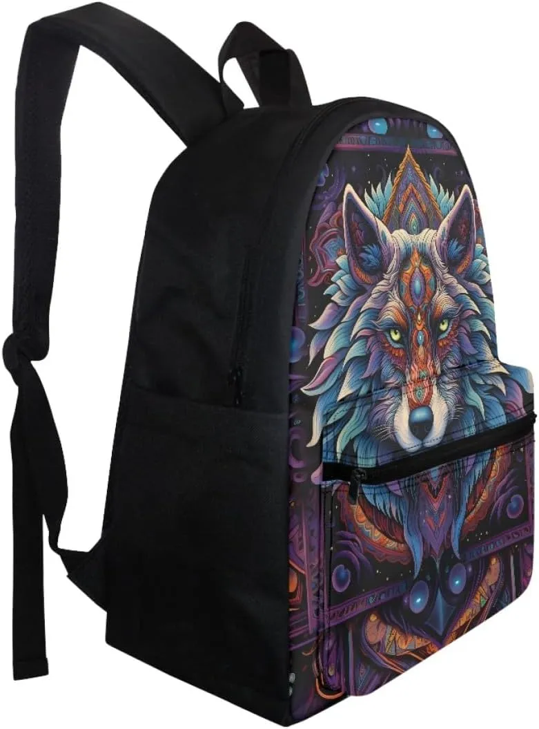 3D Wolf Print Backpackfor Teens Boys Lightweight Backpacks Daypack Bookbag Shoulder Bags Birthday Gift,Native American wolf