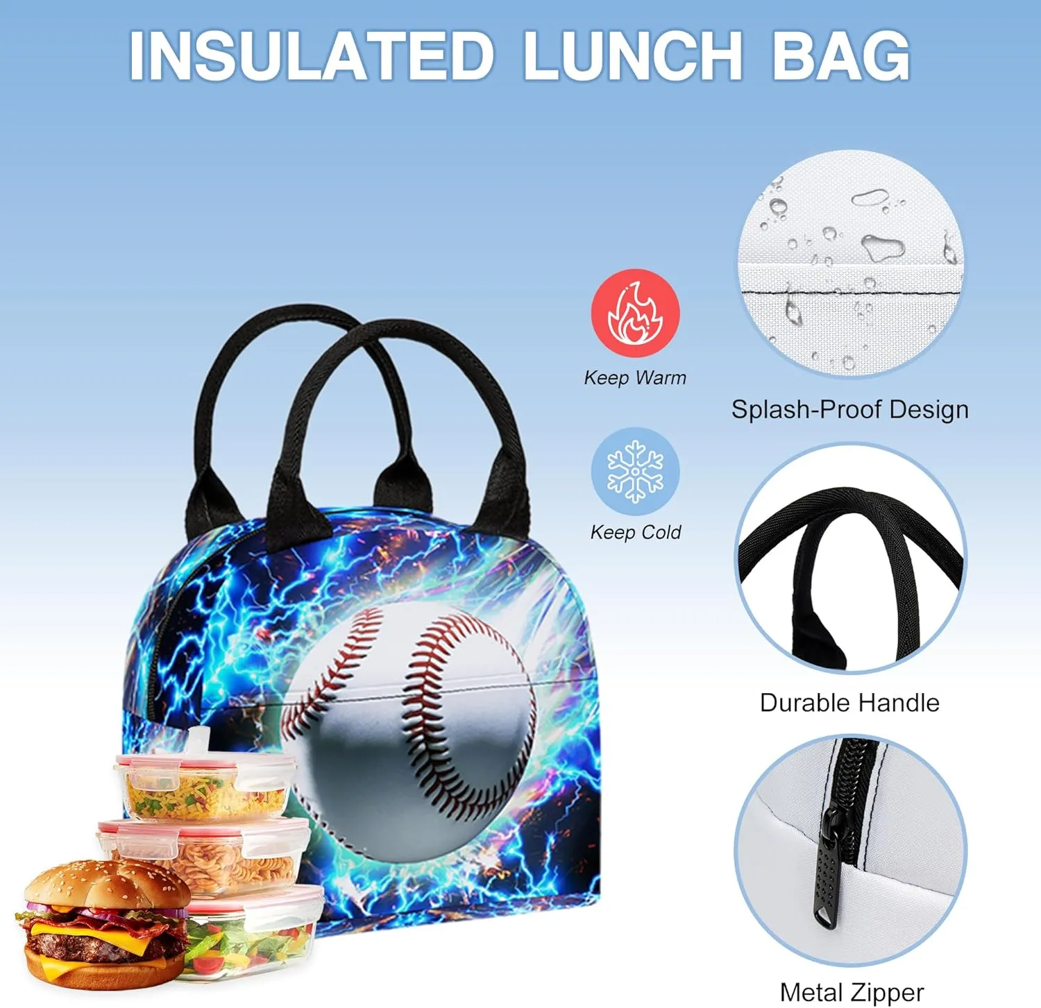 3PCS Backpack for Boys Girls, Kids School Backpack Sets with Lunch Bag Pencil Case, Large Capacity 17 Inch Bookpack 3 in 1 Set for Teens Elementary Middle High School Students (Baseball)