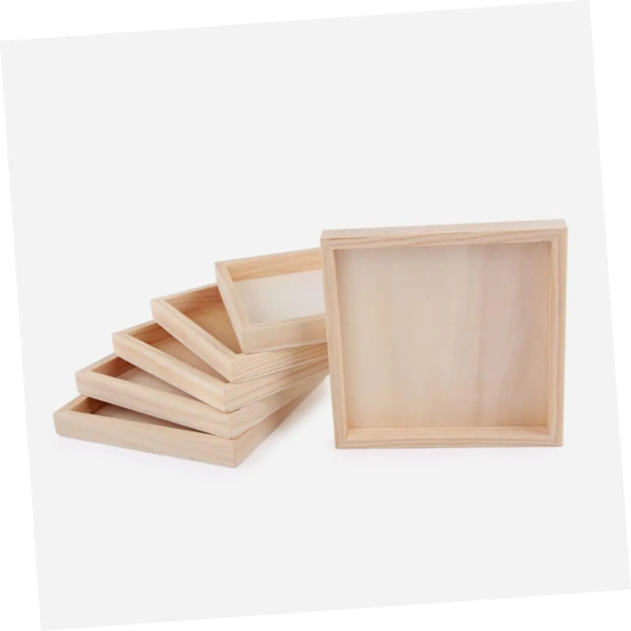 3sets Wooden Tray for Organizing Serving Trays for Home Decor Sturdy Wooden Holders for Puzzle Games and Storage 4pcs*3