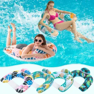 4 Pack Pool Floats Adult,OKSUWATER Pool Floaties for Adults with Two Cup Holders Inflatable Pool Floats Chairs, Lake Floats for Adults Toys Applies to Water Play Party