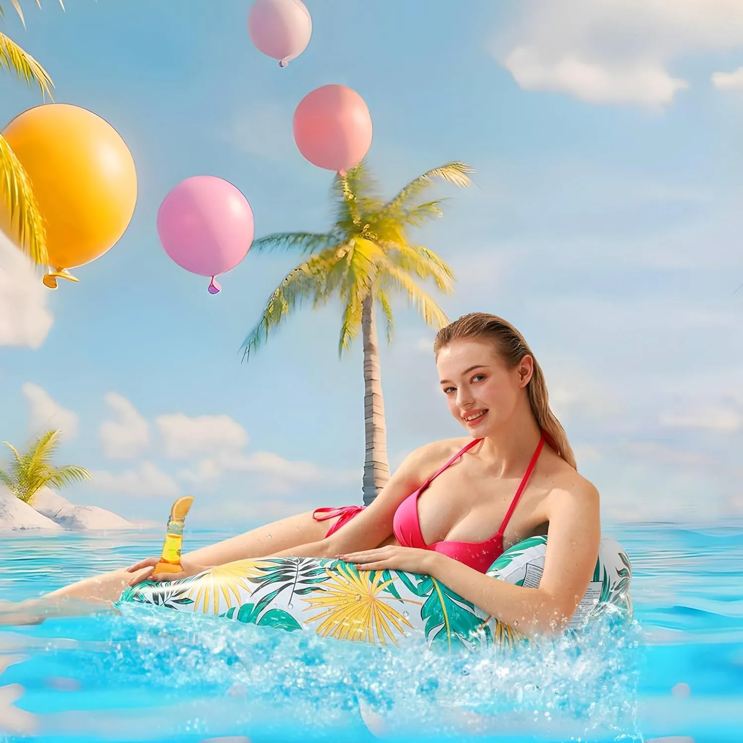 4 Pack Pool Floats Adult,OKSUWATER Pool Floaties for Adults with Two Cup Holders Inflatable Pool Floats Chairs, Lake Floats for Adults Toys Applies to Water Play Party