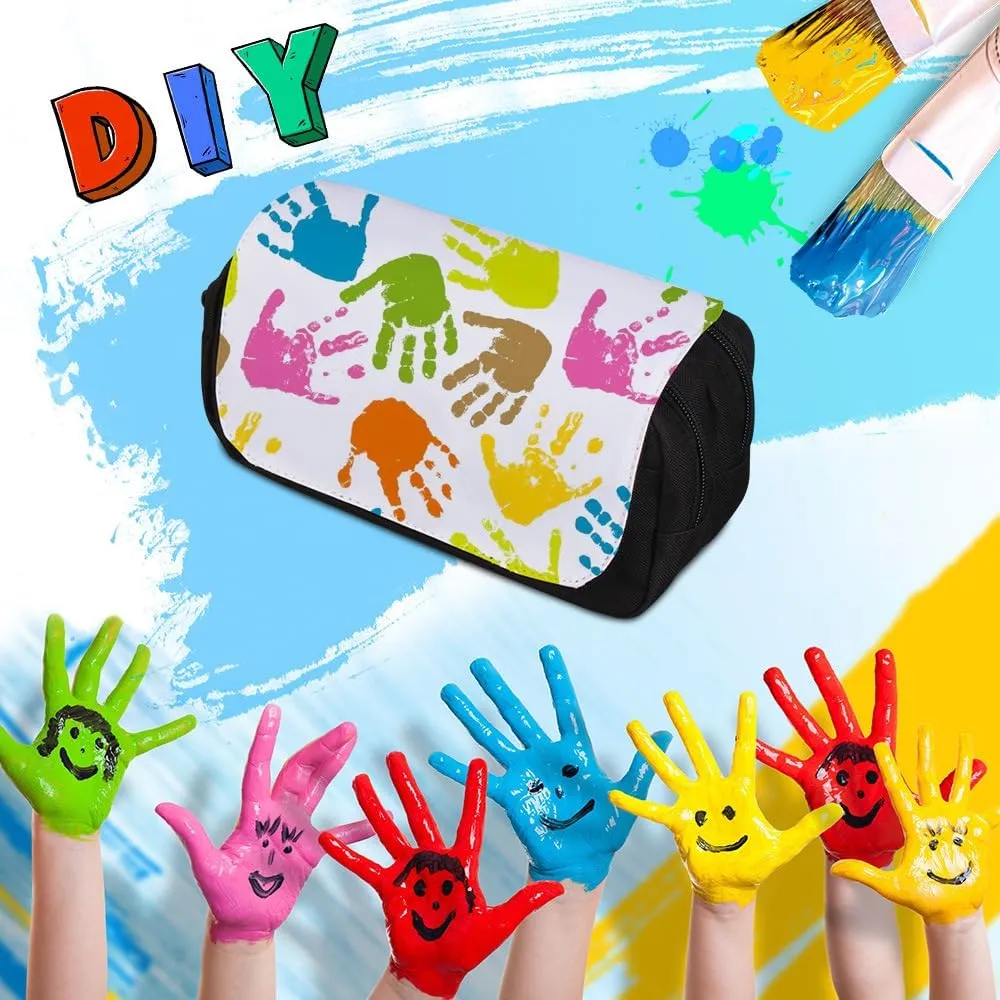4 PCS Printable Blanks Cosmetic Bags Pencil Case Multipurpose DIY Heat Transfer Makeup Bags Toiletry Pouch with Removable Flap for Sublimation