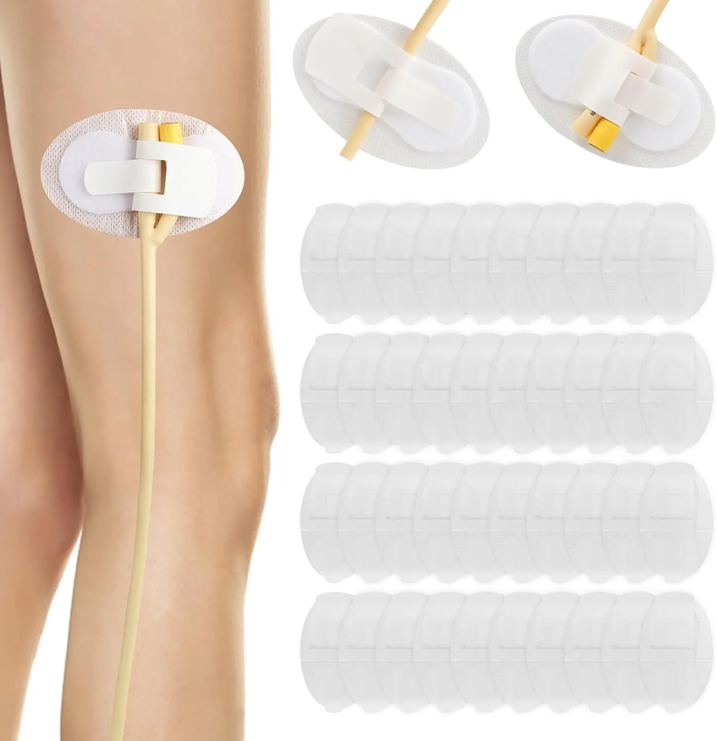 40 PCS Catheter Stabilization Devices, Catheter Urinary Leg Bag Legband Holder Legband Holder Sticker, Leg Band Urinary Stabilizer Adhesive Sticker Patch Accessories Foley Catheter Leg Anchor Bandages