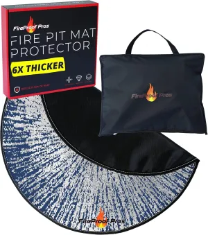 40" Blue Color Design fire mat for Under firepit. Heat Retardant Pattern That insulates Heat and Protects from Falling Embers. Heat Insulation Flame Protection