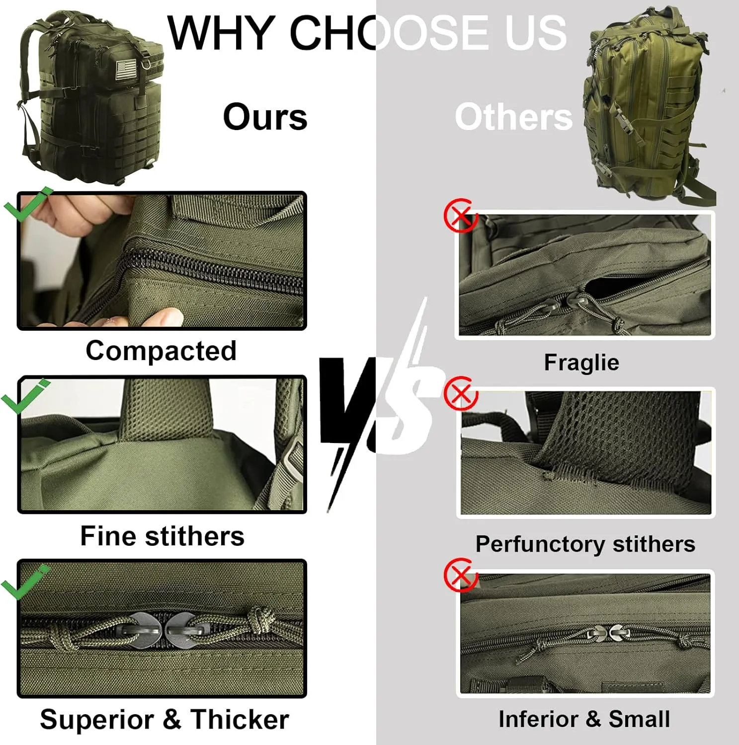 45L Military Tactical Backpack For Men Highland Assault Army Pack 3 Day Molle Bug Out Bag With Water Cup Pouch Large Camping Hiking Green Rucksack Work Daypack