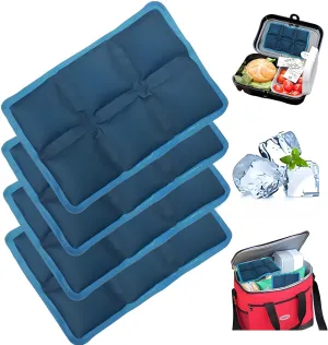 4pcs Ice Packs for Lunch Box & Coolers - Reusable,Long-Lasting,Lightweight Ice Pack for Food Freshness, Drinks Freezer (6”x4”x0.7”) - Non-Toxic Cooler for Picnic, School, Sports & Camping