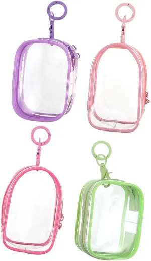 4pcs Portable Display Case Bag Keychain Mini Figures Storage Bag Carrying Pouch for Travel Outdoor