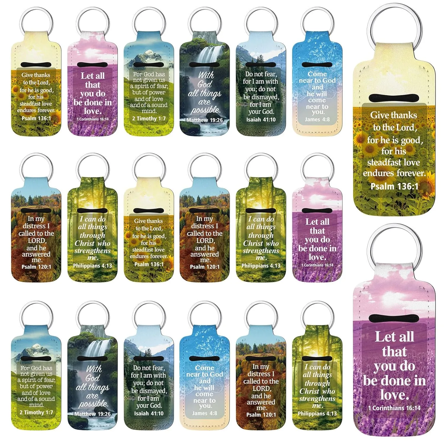72 Pcs Christian Lipstick Holder Key Chain Bulk Lip Balm Holder with Metal Ring Lipstick Lip Gloss Pouch Religious Party Bible Inspiration Gift for Women Man Church Pastor(Retro)