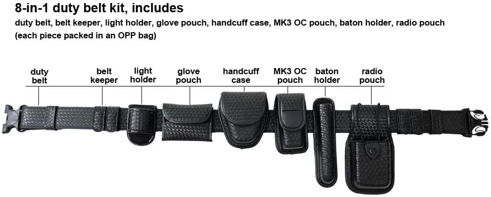 8-in-1 Police Duty Belt Kit with Pouches, Law Enforcement Utility Belt Rig
