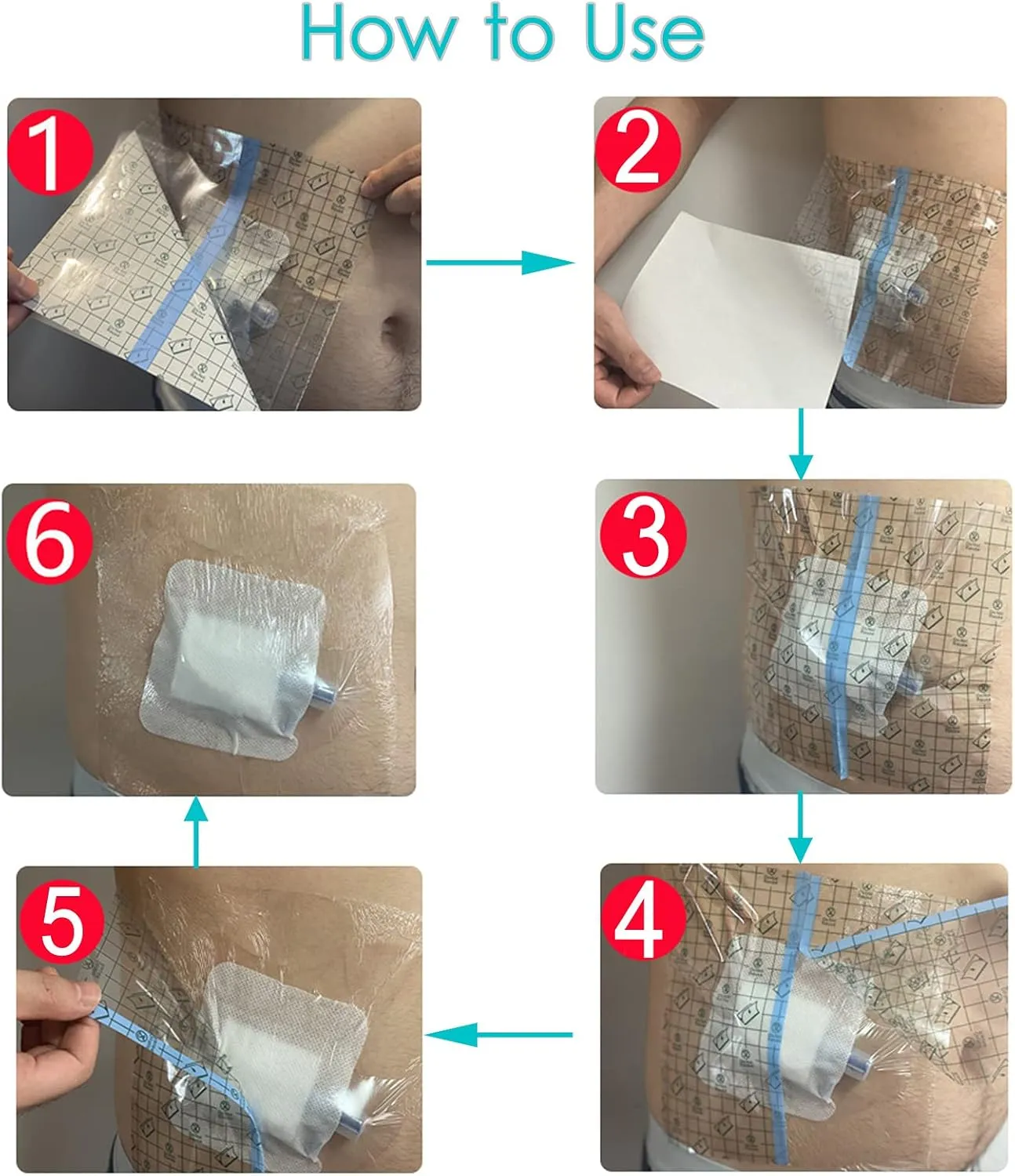 8" x 8" Ostomy Shower Cover [Pack of 50], Ostomy Bag Shower Protector Stoma Shower Guard Colostomy Shower Shields Waterproof Bandage for Women Men Showering