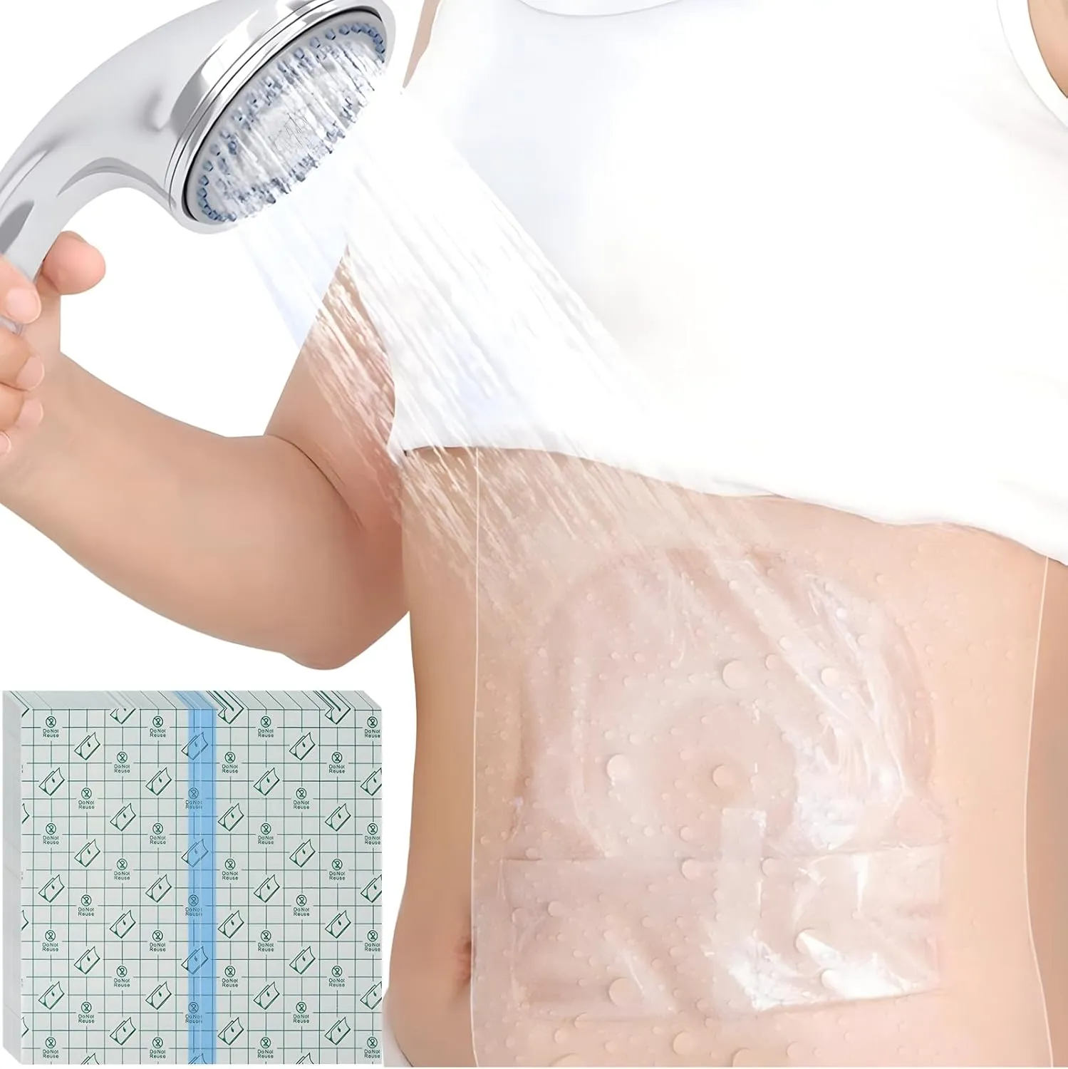 8" x 8" Ostomy Shower Cover [Pack of 50], Ostomy Bag Shower Protector Stoma Shower Guard Colostomy Shower Shields Waterproof Bandage for Women Men Showering