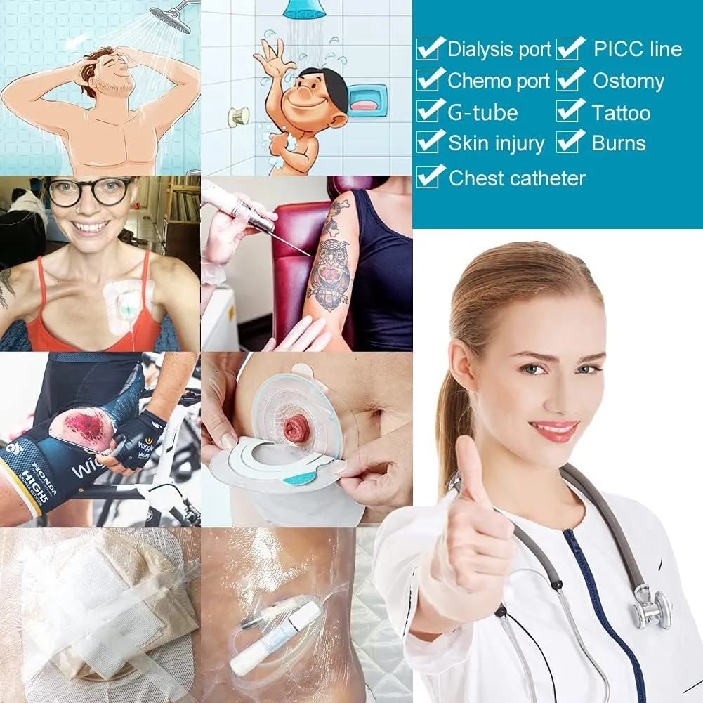 8" x 8" Ostomy Shower Cover [Pack of 50], Ostomy Bag Shower Protector Stoma Shower Guard Colostomy Shower Shields Waterproof Bandage for Women Men Showering
