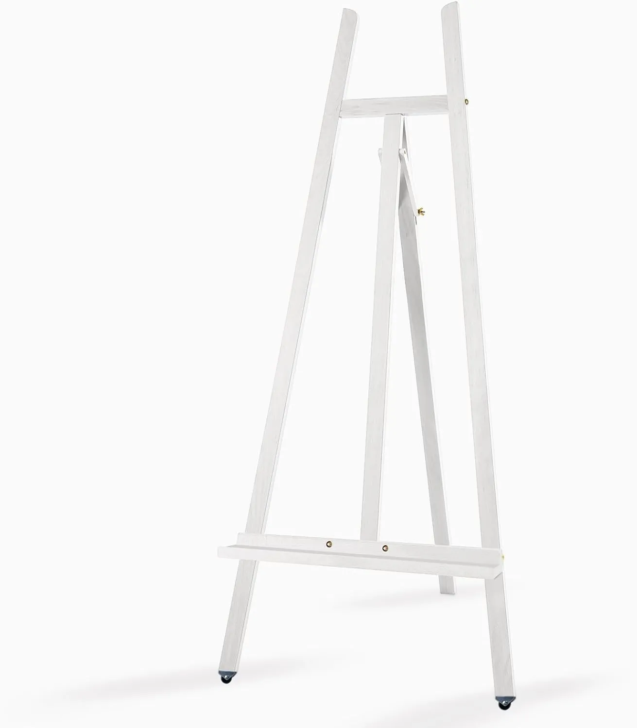 A - Frame Wooden Display Easel - Adjustable Lyre Beechwood Studio Easel Stand Holding Canvas Up to 90", Inclinable Artist Floor Painting Easel for Artwork Painting, White