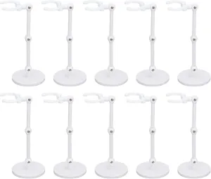 Action Figure Stand, Sturdy and Adjustable Mini Display Stand Holder for 6 Inch Model, Pack of 10 Doll Support Frame, for Home Decoration (White)