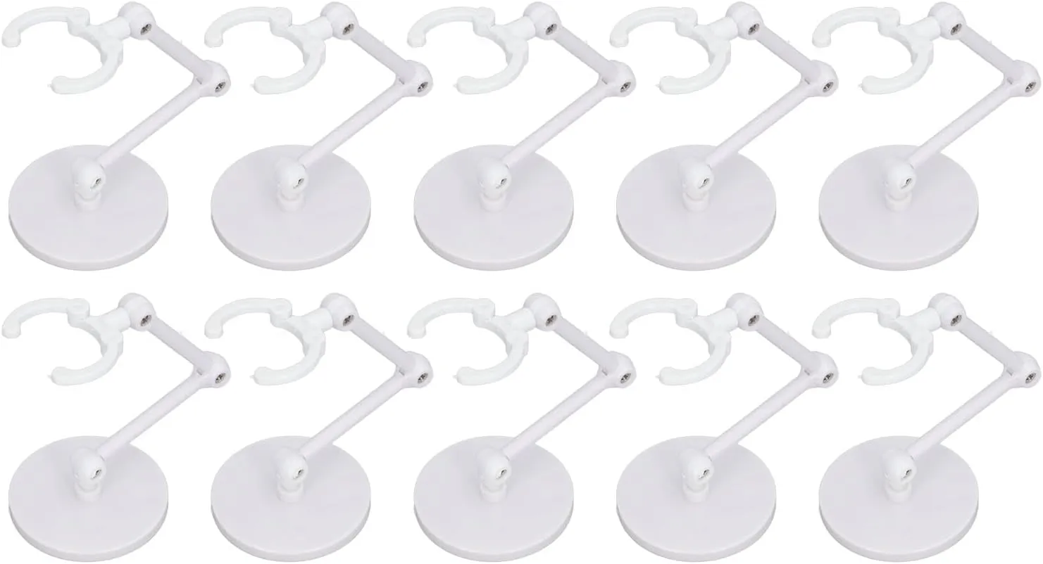 Action Figure Stand, Sturdy and Adjustable Mini Display Stand Holder for 6 Inch Model, Pack of 10 Doll Support Frame, for Home Decoration (White)