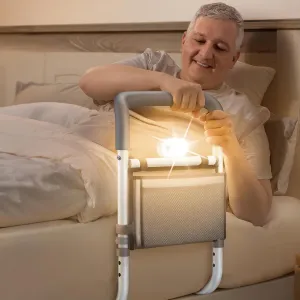 Adjustable Bed Rails for Elderly Adults Safety with Night Light & Bag, Bed Assist Rails for Seniors with Sturdy Double Crossbar Protects Seniors from Falling, FSA/HSA Eligible, Tool-Free