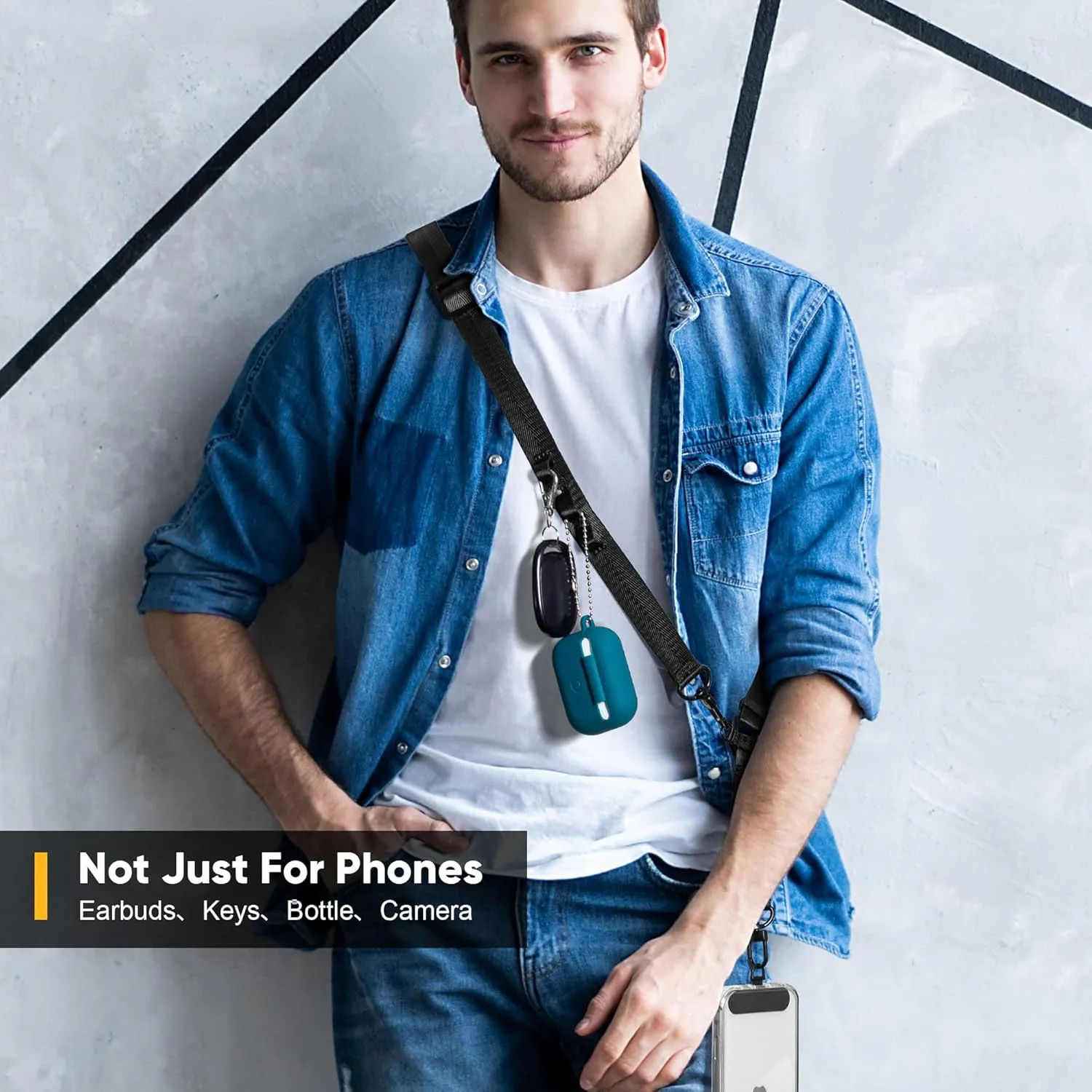 Adjustable Phone Lanyard Universal Crossbody Cell Phone Strap for iPhone Lanyard Shoulder Strap with Phone Tether Pad Light Grey
