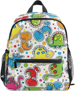 Aflyko Candy Dinosaurs Kids Backpack for Daycare Bookbag for Kindergarten Daypack for Toddler Girls and Boys 10 x 4 x 12 Inch